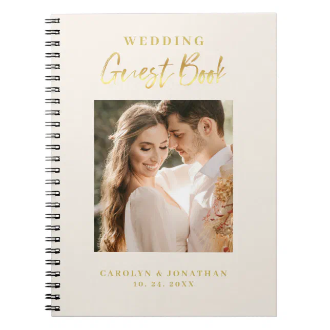 Elegant Gold Script Ivory Wedding Guestbook Notebook Zazzle