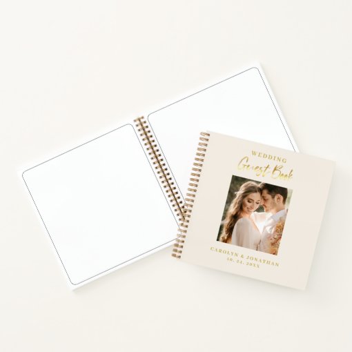 Elegant Gold Script Ivory Wedding Guestbook Notebook Zazzle