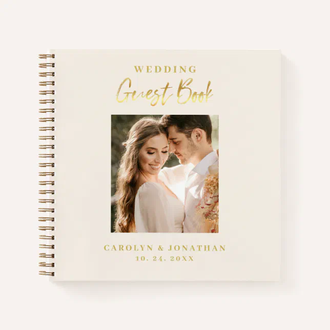 Elegant Gold Script Ivory Wedding Guestbook Notebook Zazzle