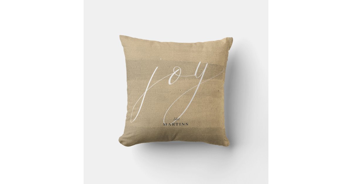 Elegant Gold Script Joy Minimalist Holiday Throw Pillow | Zazzle
