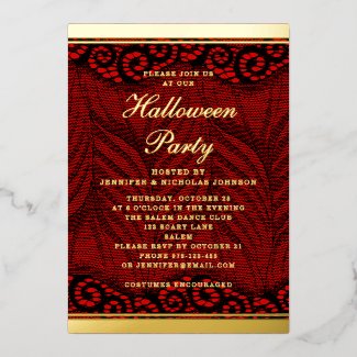 Elegant Gold Script Lace Halloween