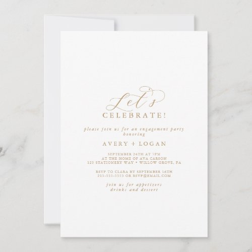 Elegant Gold Script Let's Celebrate Invitation
