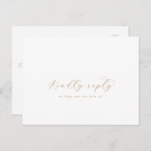 Elegant Gold Script Menu Choice RSVP Postcard