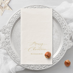 Elegant Gold Script “Merry Christmas”  Paper Guest Towels