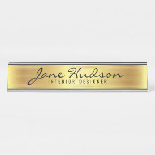 Elegant Gold Script Modern Desk Name Plate