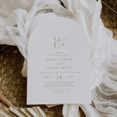 Delicate Gold Calligraphy Arch All In One Wedding Invitation