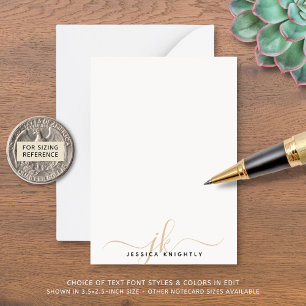 Elegant Gold Script Monogram Initials Minimalist Note Card
