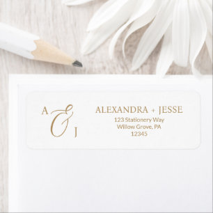 Elegant Gold Script Monogram Label