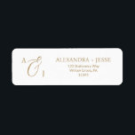 Elegant Gold Script Monogram Label<br><div class="desc">Elegant Gold Script Monogram These elegant gold script monogram return address labels are perfect for a simple wedding. The minimalist gold and white design features fancy romantic typography with modern glam style. Customizable in any color. Keep the design minimal and classy, as is, or personalize it by adding your own...</div>