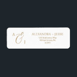 Elegant Gold Script Monogram Label<br><div class="desc">Elegant Gold Script Monogram These elegant gold script monogram return address labels are perfect for a simple wedding. The minimalist gold and white design features fancy romantic typography with modern glam style. Customizable in any color. Keep the design minimal and classy, as is, or personalize it by adding your own...</div>