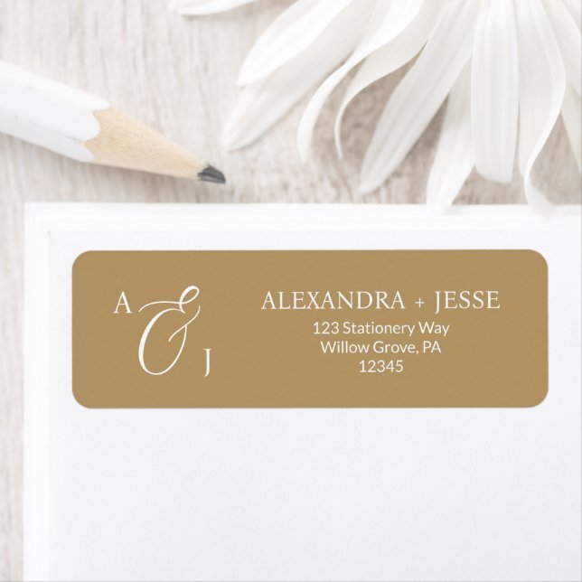 Elegant Gold Script Monogram Label (Insitu)