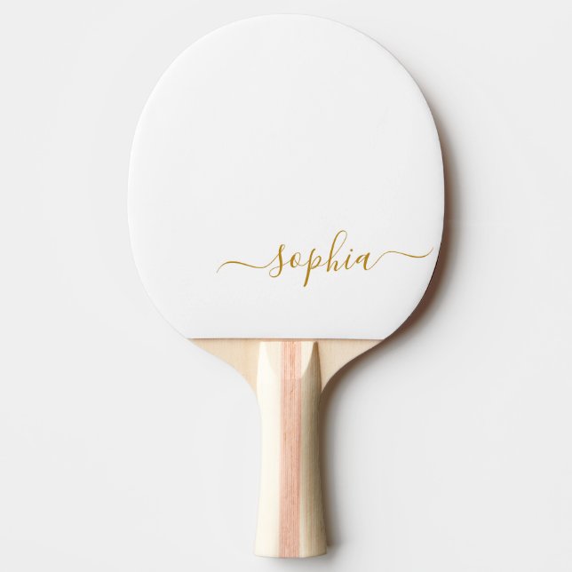 Elegant Gold Script Monogram Name Ping Pong Paddle (Front)