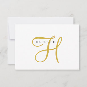 Elegant Gold Script Monogram Note Card