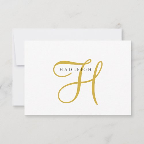 Elegant Gold Script Monogram Note Card