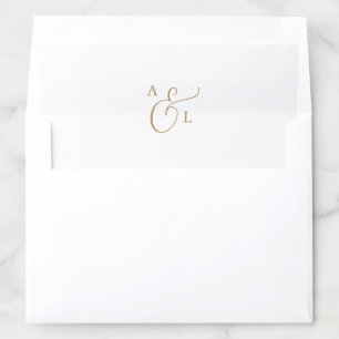 Elegant Gold Script Monogram Wedding Envelope Liner