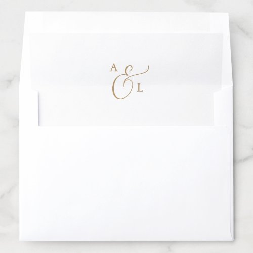 Elegant Gold Script Monogram Wedding Envelope Liner