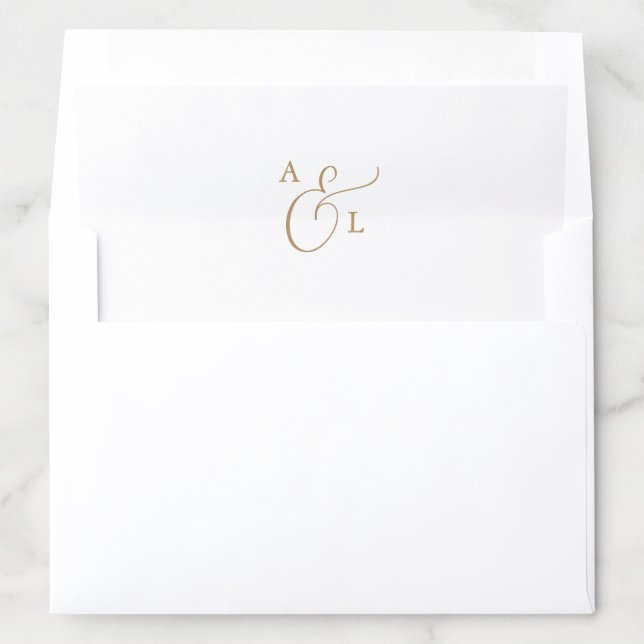 Elegant Gold Script Monogram Wedding Envelope Liner (In Envelope)