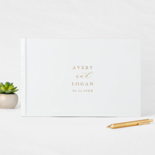 Elegant Gold Script Monogram Wedding Guest Book
