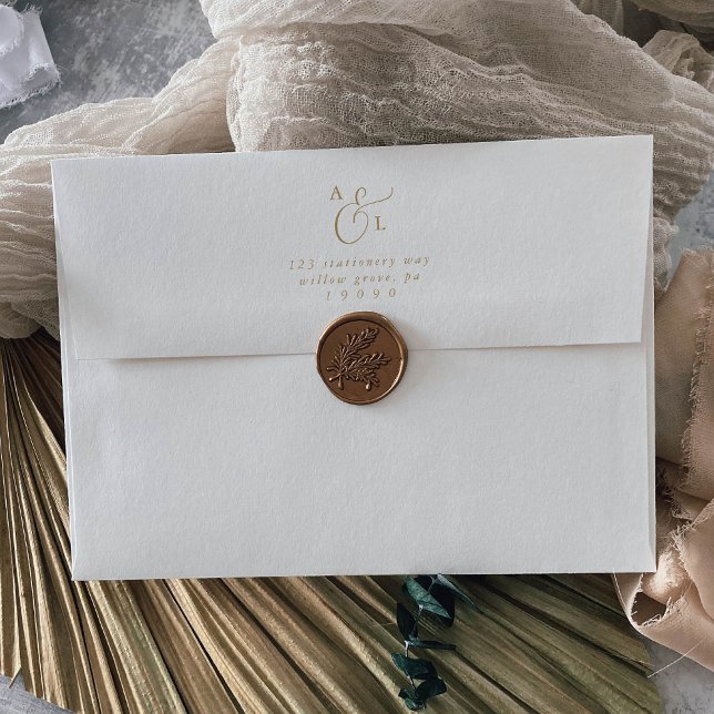 Elegant Gold Script Monogram Wedding Invitation Envelope (Creator Uploaded)