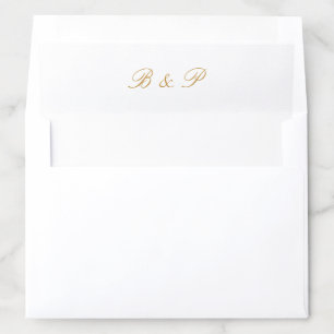 Elegant Gold Script Monogram Wedding Invitation Envelope Liner