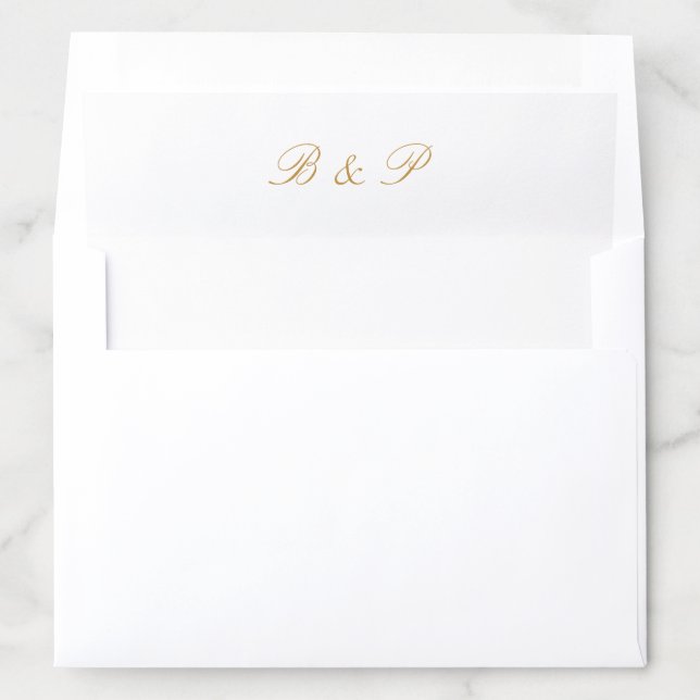 Elegant Gold Script Monogram Wedding Invitation  Envelope Liner (In Envelope)