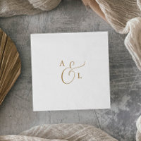 Elegant Gold Script Monogram Wedding Napkins
