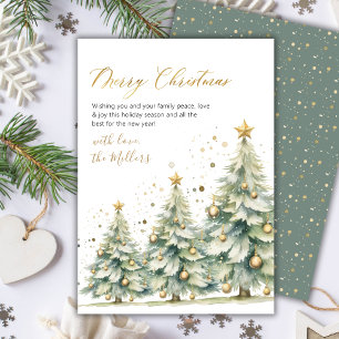 Elegant Gold Script Non Photo Christmas Tree  Holiday Card