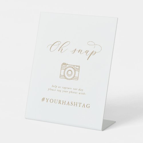 Elegant Gold Script Oh Snap Wedding Hashtag Sign