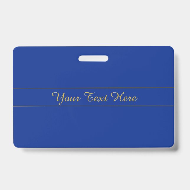 Elegant Gold Script on Navy Blue Background Badge (Front)