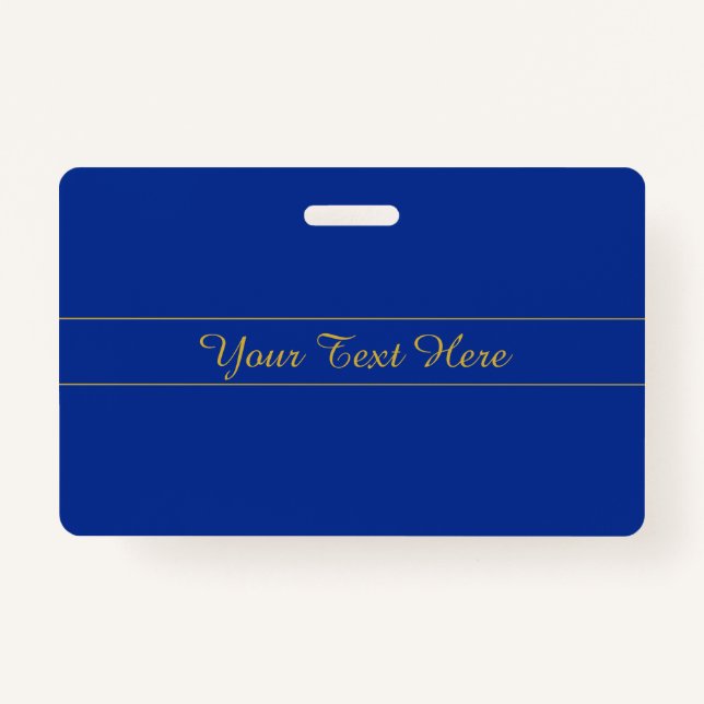 Elegant Gold Script on Navy Blue Background Badge (Front)