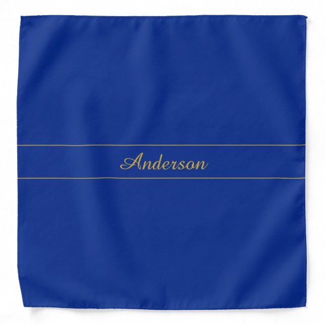 Elegant Gold Script on Navy Blue Background Bandana (Front)