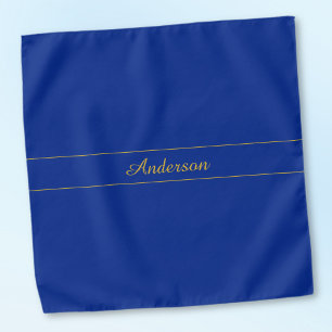 Elegant Gold Script on Navy Blue Background Bandana