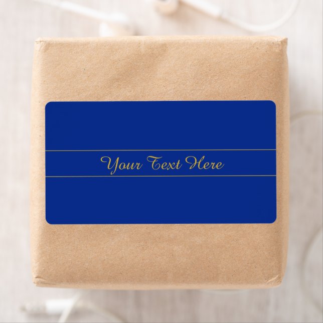 Elegant Gold Script on Navy Blue Background Label (Insitu)