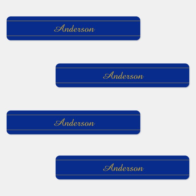 Elegant Gold Script on Navy Blue Background Labels (Group)