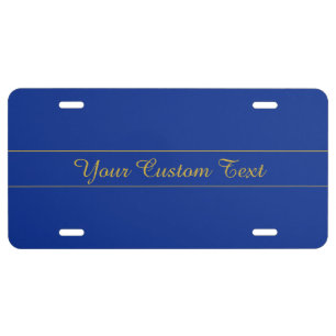 Elegant Gold Script on Navy Blue Background License Plate