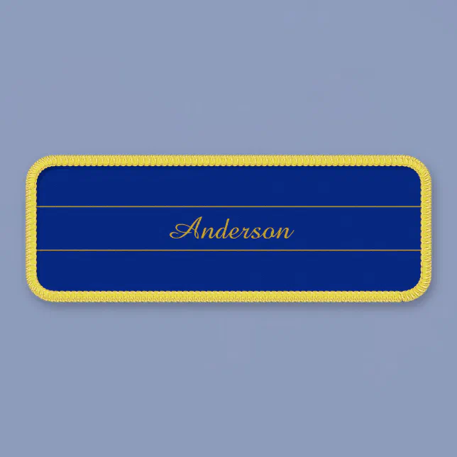 Elegant Gold Script on Navy Blue Background Patch | Zazzle