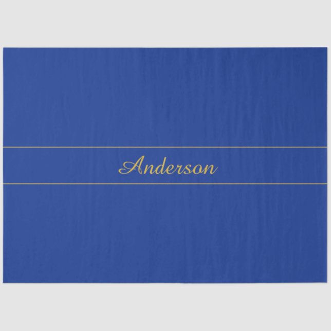 Elegant Gold Script on Navy Blue Background Tissue Paper (Front)