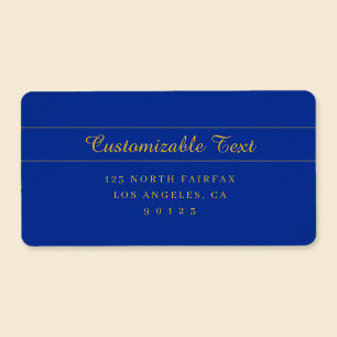Elegant Gold Script on Navy Blue Return Address Label