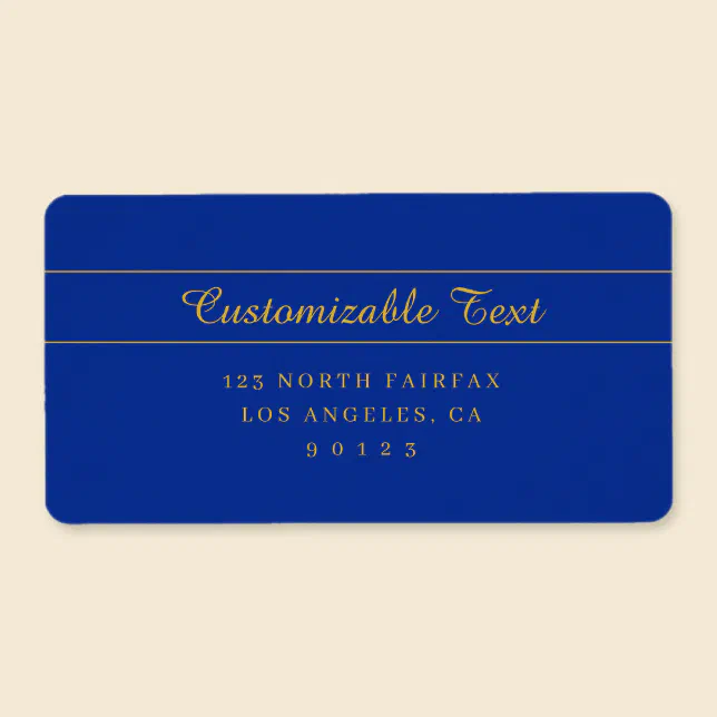 Elegant Gold Script on Navy Blue Return Address Label | Zazzle