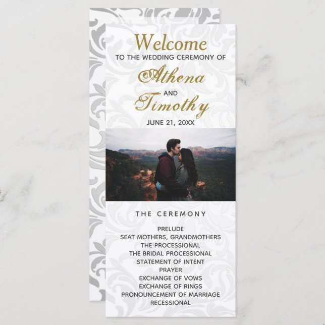 Elegant Gold Script Personal Photo Wedding Program (Front/Back)