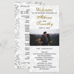 Elegant Gold Script Personal Photo Wedding Program