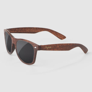 Elegant Gold Script Personalized Tortoise Shell Sunglasses
