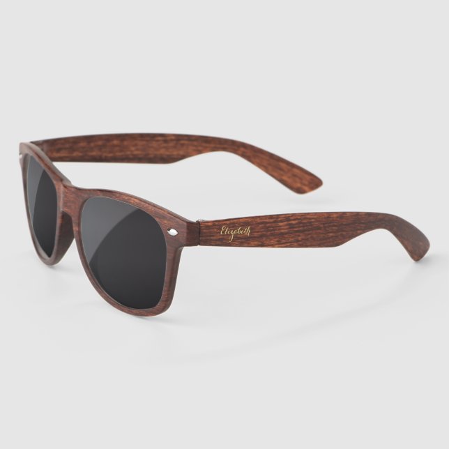 Elegant Gold Script Personalized Tortoise Shell Sunglasses (Left)