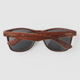 Elegant Gold Script Personalized Wayfarer Wood Sunglasses