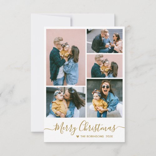 Elegant Gold Script Photo Collage Christmas