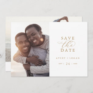 Elegant Gold Script Photo Save The Date
