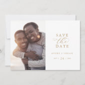 Elegant Gold Script Photo Save The Date (Front)