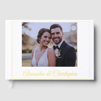 Elegant Gold Script Photo Wedding Guestbook
