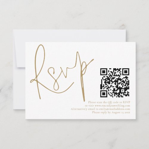 Elegant Gold Script QR Code Wedding RSVP Card