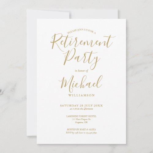 Elegant Gold Script Retirement Party Invitation